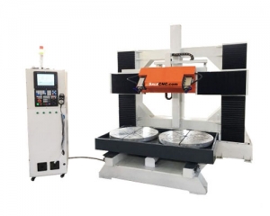 CNC Router 5 axis Milling Machine, 2 Tables Rotary, Precision Heavy Weight